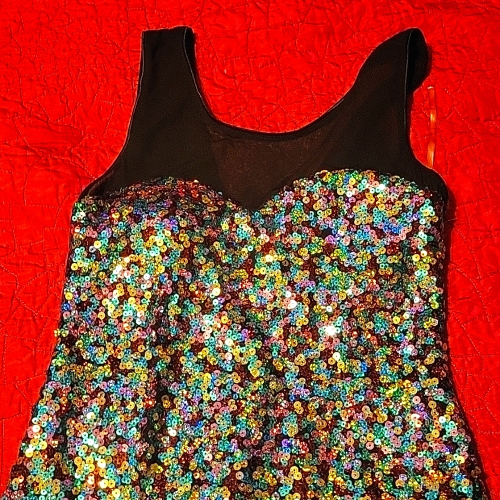 Rainbow sequin dress for Pride